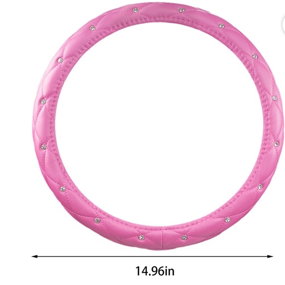 Pink Leather Rhinestone Steering Wheel Cover, new - Picture 2 of 5